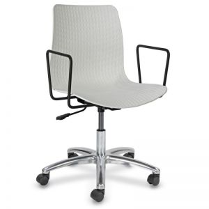 Dalmi - White Plastic Chief Armchair with Metal Arms