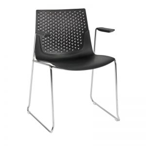ROY - Guest and Conference Chair Black Plastic With Chrome Leg