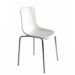 Rodos - Krom Boru Ayaklı Beyaz Plastik Gövdeli Bekleme Sandalyesi