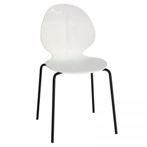 Seyga - Beyaz Plastik Gövdeli Boyalı Boru Ayaklı Bekleme Sandalyesi