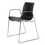 Plastic Black Office Visitor Chair with Chrome Leg Dalmi