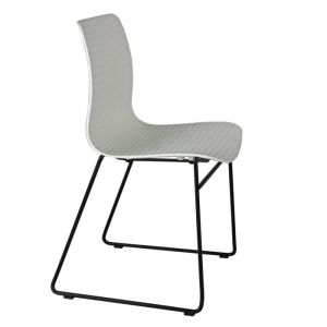 Dalmi - White Plastic Armless Office Chair with Metal Leg